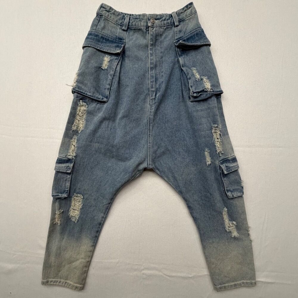 Rehab Lab Drop Crotch Jeans Womens Med Distressed Pockets